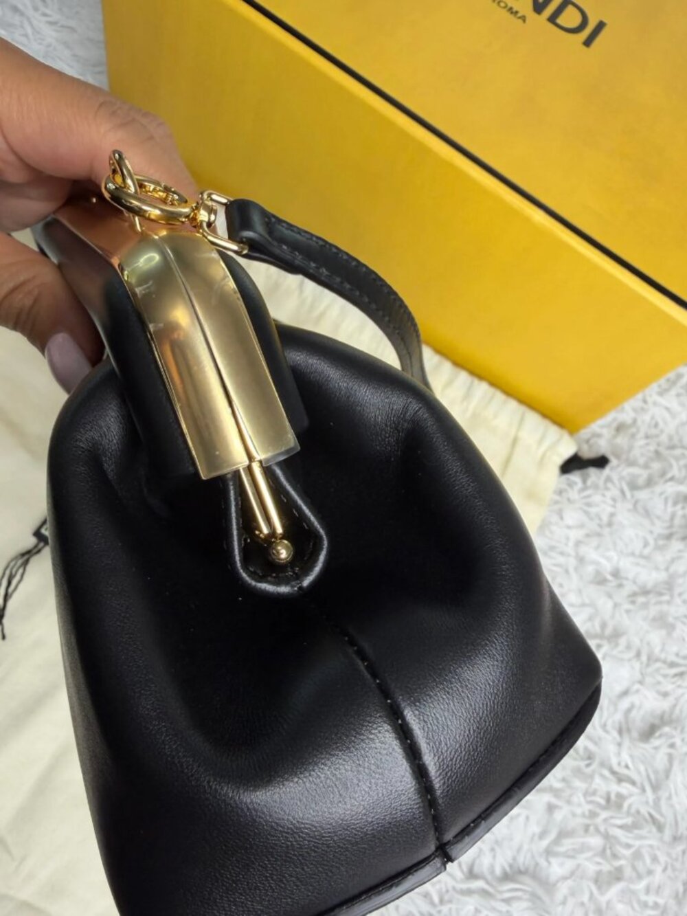 FENDI Shiny Nappa Small Fendi First in Black - Picture 7 of 9